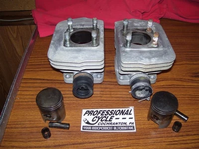 Cilindro y pistones izquierdo y derecho Suzuki 73-77 GT185 OEM 49 mm afilados con cuentas Foto 1 de 4