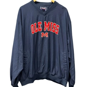 Ole Miss Windbreaker Mens XXL Blue Red Pullover V-Neck Jacket Team Edition VTG - Bild 1 von 10