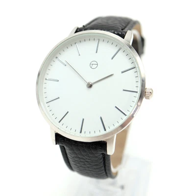 Techno Pave Men's Minimalist Dress Watch 42mm Black Leather Strap w New Battery - Image 1 of 4