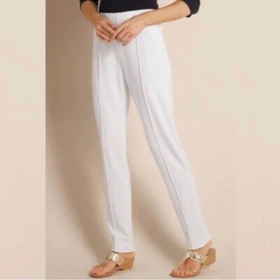 Womens White Skinny Stretch Pants, Sz P/S by Soft Surroundings - Image 1 of 4
