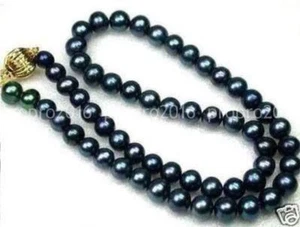 Fashion Natural 7-8mm Black Akoya Cultured Pearl Necklace 18" PN1540 - Picture 1 of 6