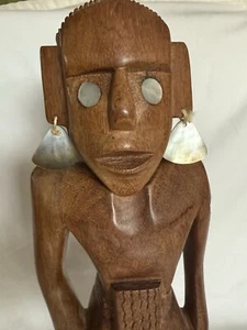 Solomon Island Old Wood Carving Vintage 14” 3/4 Tall - Picture 1 of 9