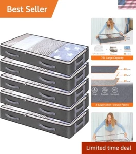 5 Pack Underbed Storage Bags 75L Foldable Clothes Bag Large Capacity Storage ... - Picture 1 of 8