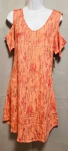 Torrid Dress Women Sz 2X Super Soft Knits Cold Shoulder Orange Gold NWT - Picture 1 of 9
