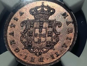 Mozambique 2 Reis  1853  NGC Unc-Det.   Very scarce! - Picture 1 of 3