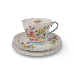 Vintage Shelley English Fine Bone China "Wild Flowers" Trio - Picture 1 of 5