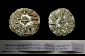 X053: WIGMUND Anglo-Saxon Northumbria Styca, moneyer AeTHELHELM, 837-49 AD - Picture 1 of 1