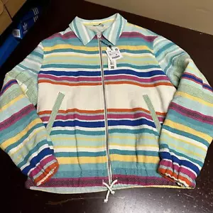 Zara Hombre Multicolor Rayas Cremallera Tapiz Chaqueta XL - Imagen 1 de 4