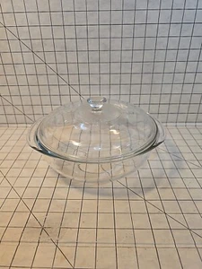 Vtg Pyrex 2 Quart Double Handle Round Clear Glass Casserole Mixing Bowl 024 - Picture 1 of 15