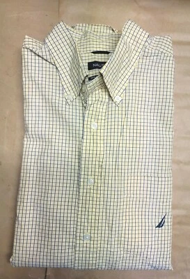 Camisa para hombre Nordstrom manga larga amarilla a cuadros abotonada XL Foto 1 de 4