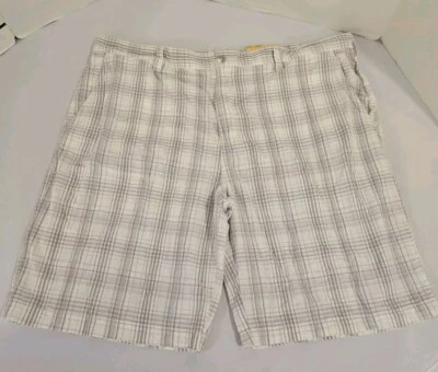 Pantalones Cortos Island Republic Frente Plano Para Hombre 42 Gris Cuadros 100% Algodón Bolsillos Chinos Foto 1 de 4