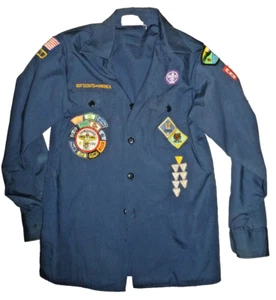 Vintage Cub Scout Uniform Shirt Thunderbird CPC Segment Patches Oregon sz 14-16 - Picture 1 of 8