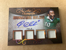 PELE-2019 Leaf Ultimate Sports Signature Relics Quad Game Used Jersey Auto 3/9