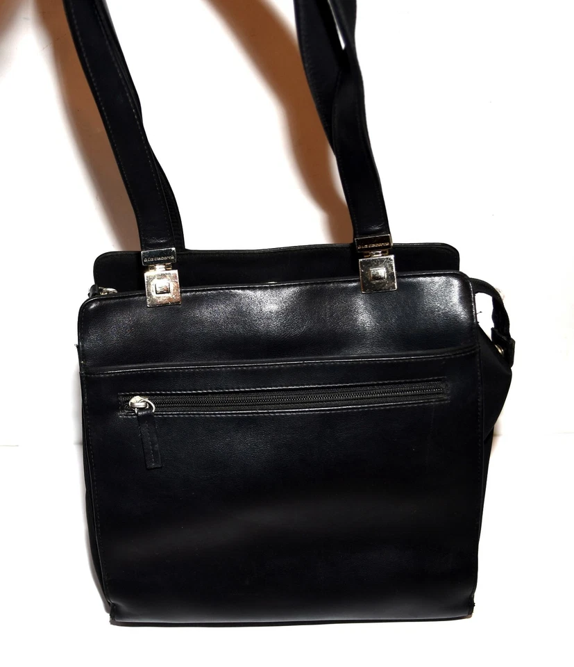 Liz Clairborne Black Faux Leather Multi Pocket 2 Straps 3 Sectional Shoulder Bag - Image 1 of 4
