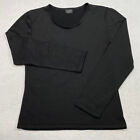 Unbranded Womens Top sz M Black Scoop Neck Long Sleeve Lightweight Stretch Lined