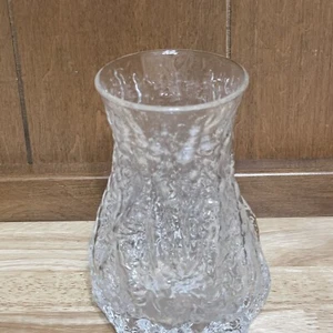 Kosta Boda 5.5"Art Glass Ice Bark Vase Decor Vintage 1.5 lbs. Sweden Christmas - Picture 1 of 11