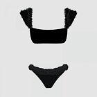 230 Kinda Womens Black Scarlet 3D Tulle Bikini Set Size L