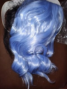 Light Purple Blue Wavy Synthetic Wig w Bangs Silky  Halloween Cosplay 22.5 In - Picture 1 of 4