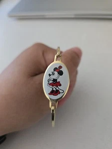 Vintage Minnie Mouse Gold Tone Bangle Bracelet - Picture 1 of 5