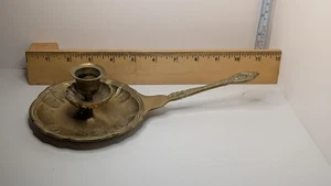 Candelabro vintage de latón macizo de 10" Chamberstick - Imagen 1 de 8