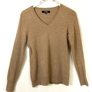 Alex Marie 100% Kaschmir hellbraun meliertes Garn V-Ausschnitt Strickpullover - Bild 1 von 5