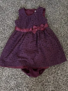 Carters Baby/Little Girls Lace Burgundy Dress With Bloomers Size 12 Month - Picture 1 of 3