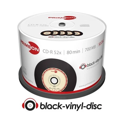 50x Top CD-R Rohlinge 80Min 700MB 52x Spindel black-vinyl-disc Retro Oberfläche - Bild 1 von 4