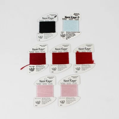 Lot of 7 Neon Rays Needlepoint Ribbon,10 Yds. each, Asst'd Colors, New   - Image 1 of 4