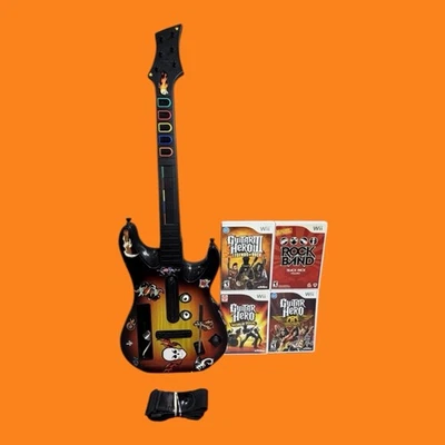 Guitar Hero World Tour Wireless Controller + Rock Band Bundle Lot Nintendo Wii - Image 1 of 4