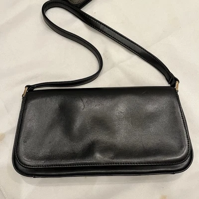 Gianni Bernini Black Leather Small Shoulder Bag y2k Real Genuine Smooth Summer - Imagem 1 de 4