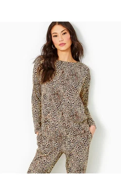 LILLY PULITZER $118 Karessa UPF 50 + леопард эластичной футболка верхний размер маленький - Изображение 1 из 4