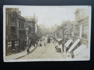 Leicester GRANBY STREET showing DUNKLEYS STORE c1910 RP Postcard - Picture 1 of 4