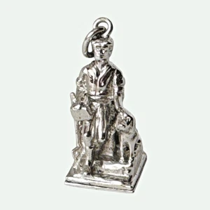 Vintage Wells Sterlingsilber Abraham Lincoln & sein Hund Charm ~ 1" - Bild 1 von 9