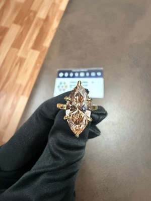 3.00 Marquise Lab Grown Diamond Engagement Ring Fancy Vivid Pink IGI Certified - Image 1 of 4