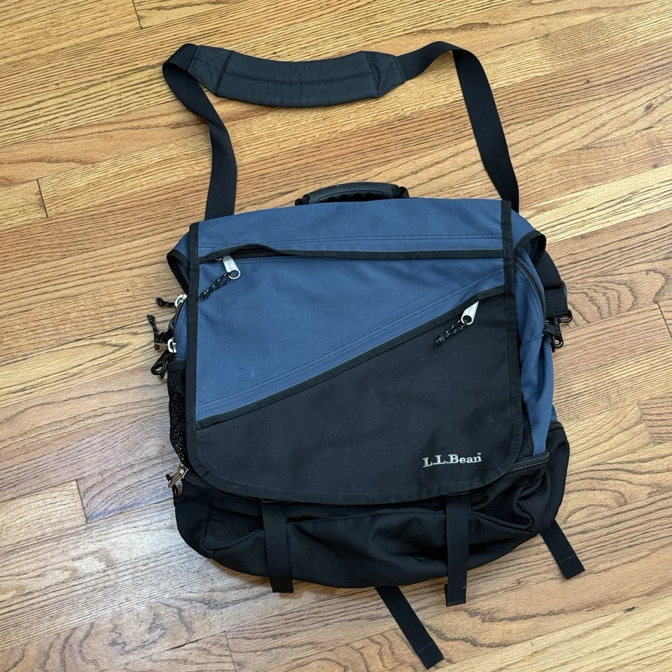 LL Bean Bolso Mensajero Mochila de Transporte Computadora Azul Marino Bolsillos Foto 1 de 4
