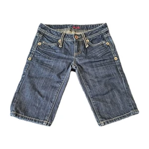 Bermuda donna denim Miss Me Jeans taglia 25 lavaggio scuro tasche ricamate - Foto 1 di 11