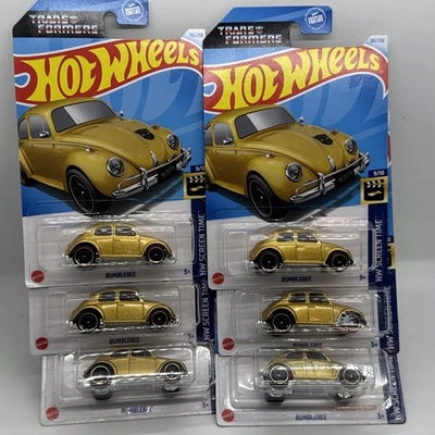 Hot Wheels 2024 #186 Transformers Bumblebee VW VOLKSWAGEN BEETLE BUG GOLD Lote X6 Foto 1 de 2