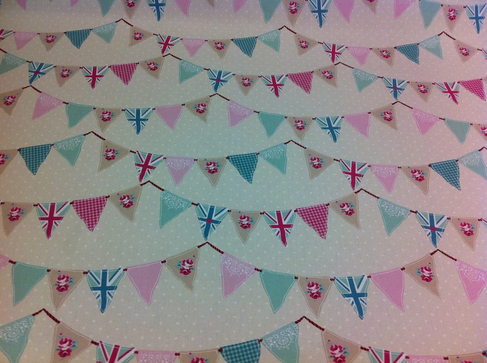 FRYETTS FRYETT`S Cotton Pink BUNTING, Union Jack Fabric for Curtain/Upholstery,Crafts,