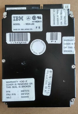 { VINTAGE } Hard Disk IBM WDA-L80 FRU 95F4721 - Immagine 1 di 4
