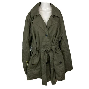 Yoki Jacket Womens Sz 3XL Olive Green Belted Trench Coat NWT Vented Lined Cotton - Picture 1 of 10