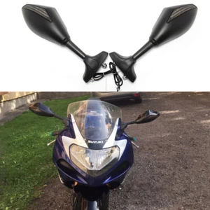 Espejos retrovisores laterales LED negros para motocicleta Suzuki GSXR 1000 750 600 EE. UU. - Imagen 1 de 12