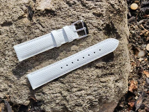 Clearance!! 18mm White Genuine Leather Lizard interchangeable watch band - Picture 1 of 4