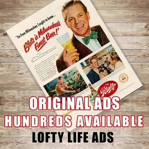 1951 Beer Brewery Blatz 50s Vintage Print Ad Milwaukee Gardening Liquor Store - Picture 1 of 10