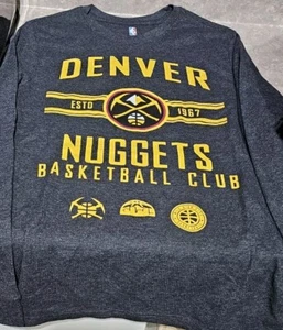 New! NBA DENVER NUGGETS-Gray Thermal Knit Cttn, Mens FITTED Logo Print Shirt-(M) - Picture 1 of 3