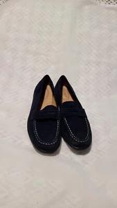 Land's End Women's 7½B Comfort Blue Seude Slip On Penny Loafers - Picture 1 of 13