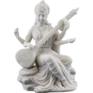 Handmade Resin Goddess Saraswati Playing Sitar For Home/Temple ( Size: 3 inch ) - Picture 1 of 5