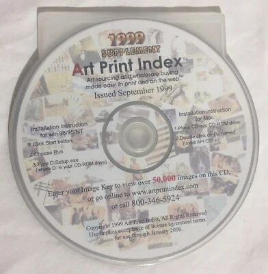 Vintage 1999 Supplement ART PRINT INDEX Windows 95 98 NT Software CD-ROM - Image 1 of 4