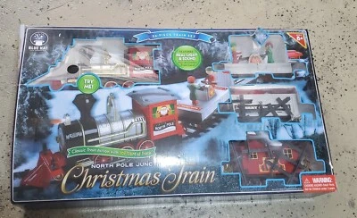 Blue Hat North Pole Junction Christmas Train Set Complete used once  - Image 1 of 4