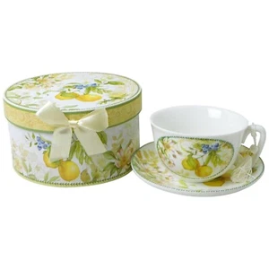 STPGOODS Lemon Bone China Teacup and Saucer in Gift Box 8.5 fl oz Cup - Picture 1 of 4