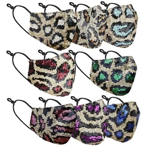 Máscara facial lavable con estampado animal lentejuelas brillante de moda - Imagen 1 de 61